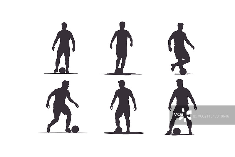 足球运动员剪影集图片素材