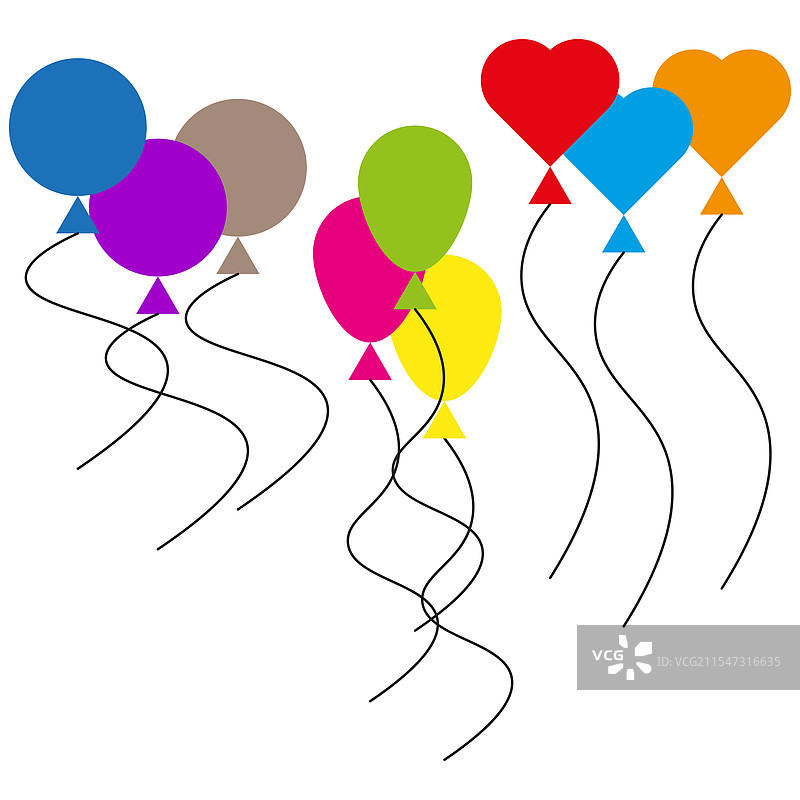 五彩缤纷的气球套装，节日派对图标漂浮着图片素材