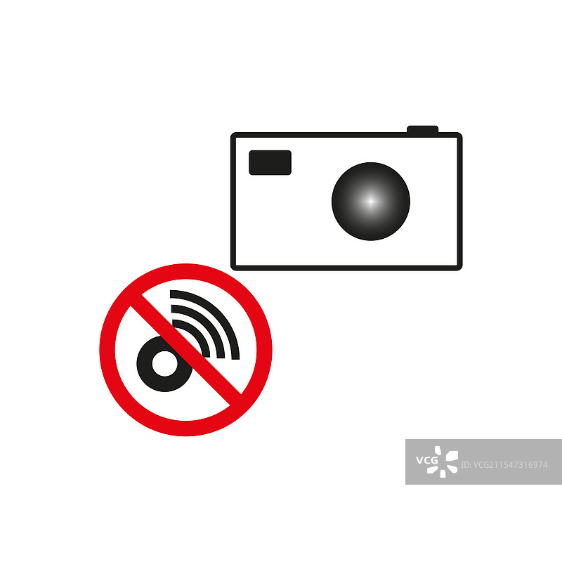 带有禁止信号符号的相机图片素材