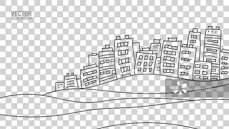 线条艺术城市建筑施工设计图片素材