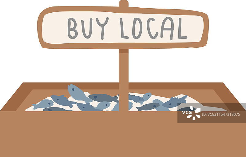当地商店的鱼在盒子里图片素材