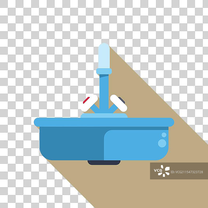 现代厨房水槽，带有独立的冷热水龙头图片素材