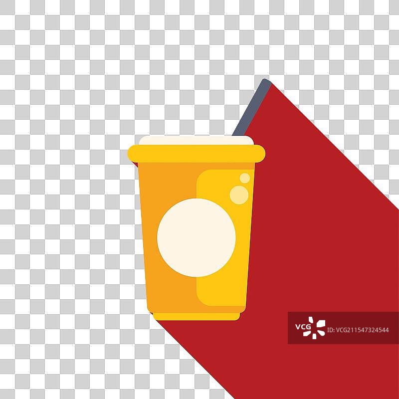 黄色一次性纸杯，带吸管和圆形设计图片素材