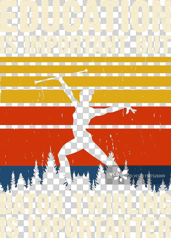 复古花棒表演T恤设计图片素材