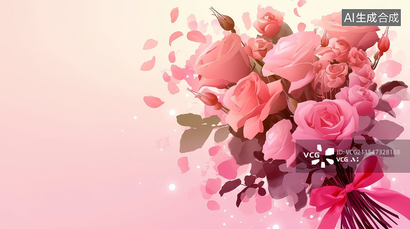 【AI数字艺术】情人节鲜花玫瑰背景图片素材