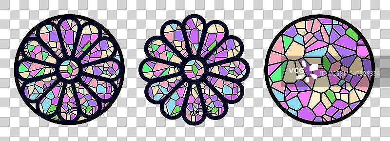 彩色玻璃玫瑰窗组合图片素材