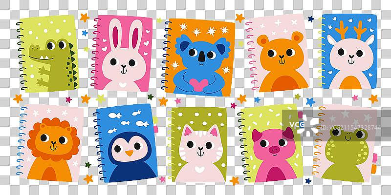 可爱的教育笔记本和文具用品图片素材