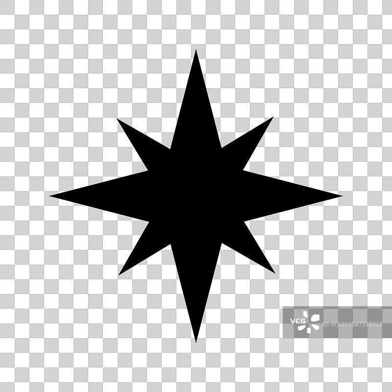 黑色星星图标，阳光闪耀，星星闪烁，星光四射图片素材