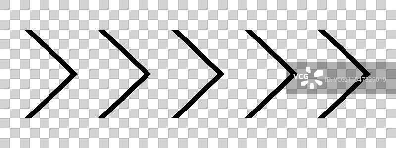 黑色细长的人字形箭头重复成V形图片素材