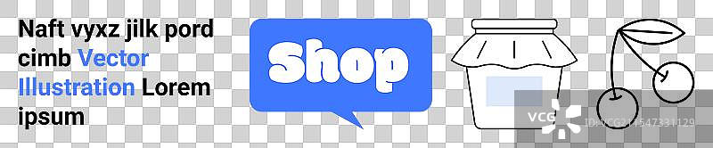 带有商店招牌的果酱罐图形图片素材