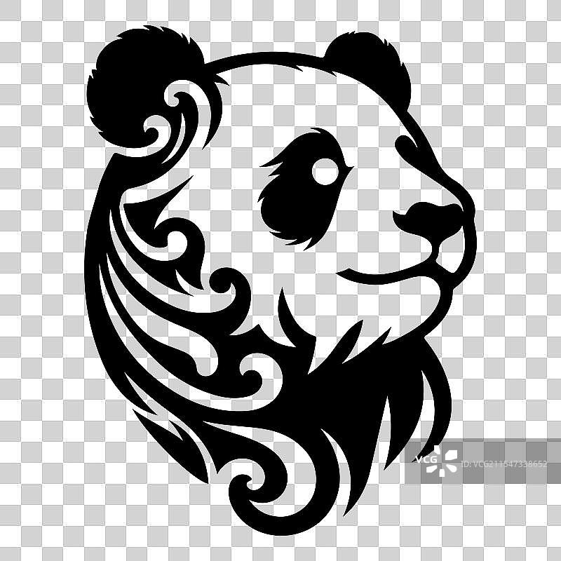 优雅的熊猫头部部落纹身设计图片素材