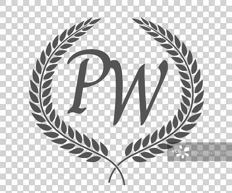 字母P和W的单色徽标设计图片素材