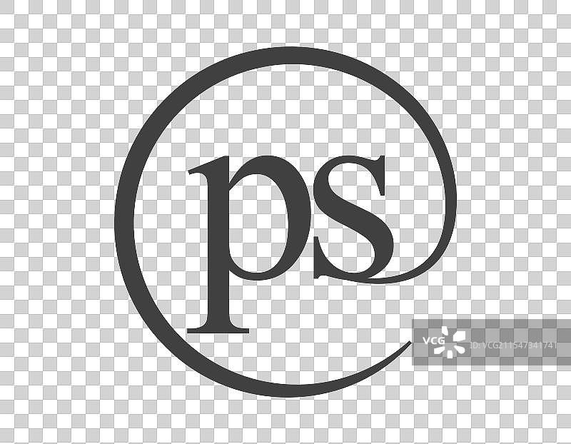 带圆形的两个字母的PS标志电子邮件图片素材