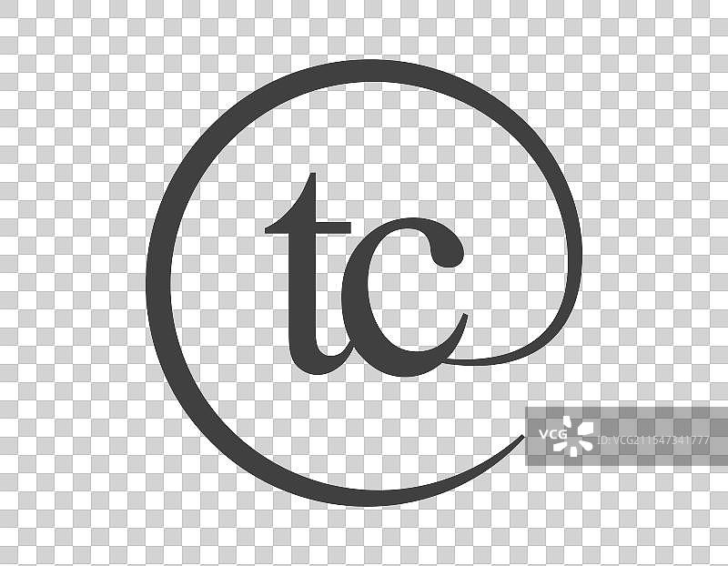 带圆形的两个字母组成的tc标志电子邮件图片素材