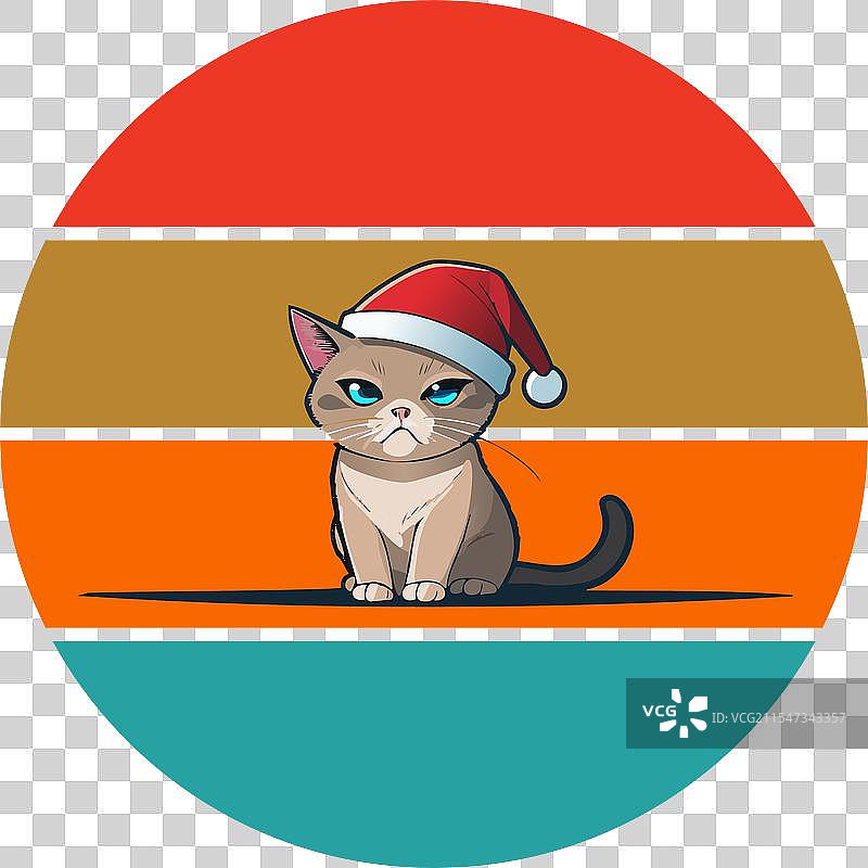 戴着圣诞帽的愤怒猫复古假日圣诞节图片素材