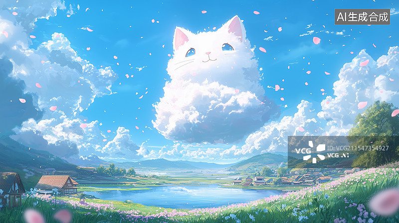 【AI数字艺术】梦幻猫咪云朵图片素材