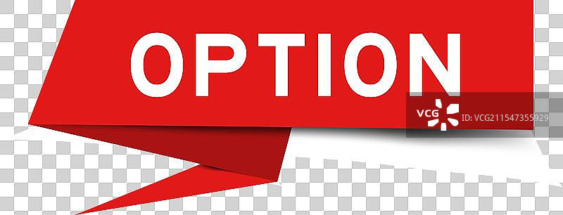 白色背景上的红色演讲横幅，带有“选项”字样图片素材