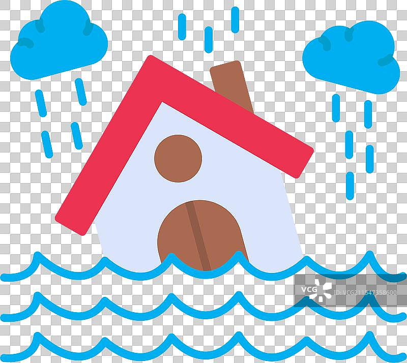 洪水扁平图标设计图片素材