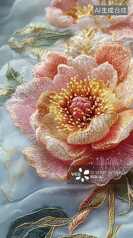 【AI数字艺术】数码科技发光花朵纹理海报背景图片素材