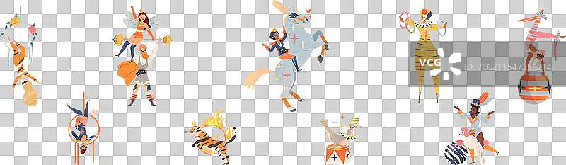 马戏团男女表演者展示特技图片素材