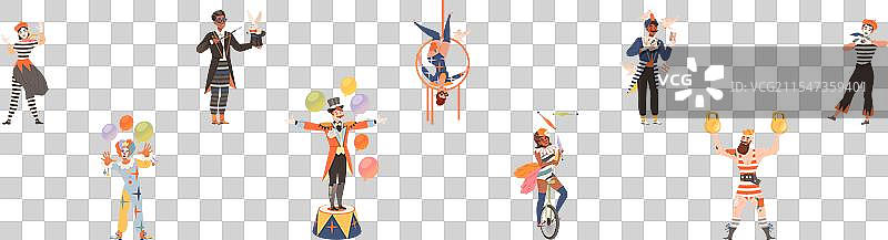 马戏团男女表演者展示特技图片素材