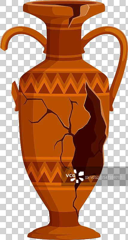 古老的破碎陶瓷花瓶，裂纹的水壶图片素材