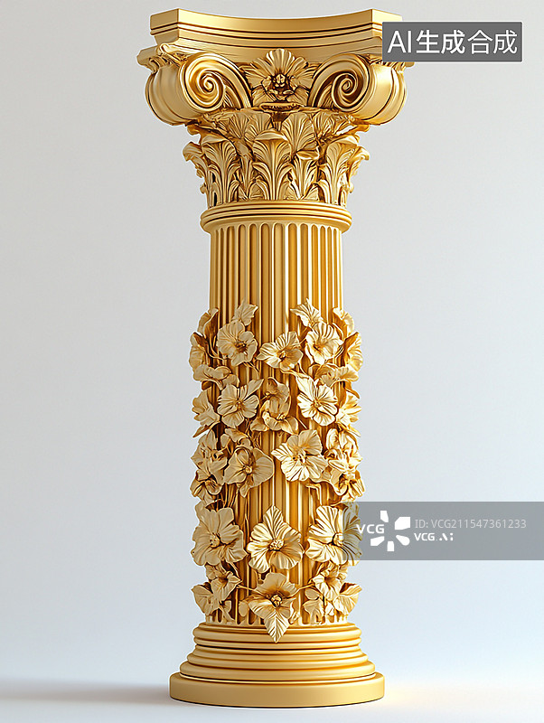 【AI数字艺术】一个金色的罗马柱图片素材