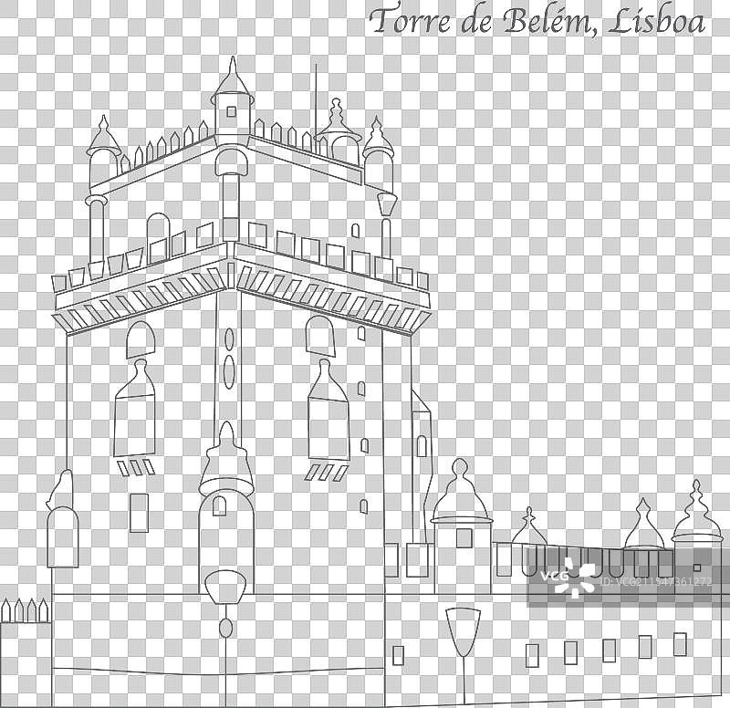 里斯本贝伦塔线条轮廓图片素材