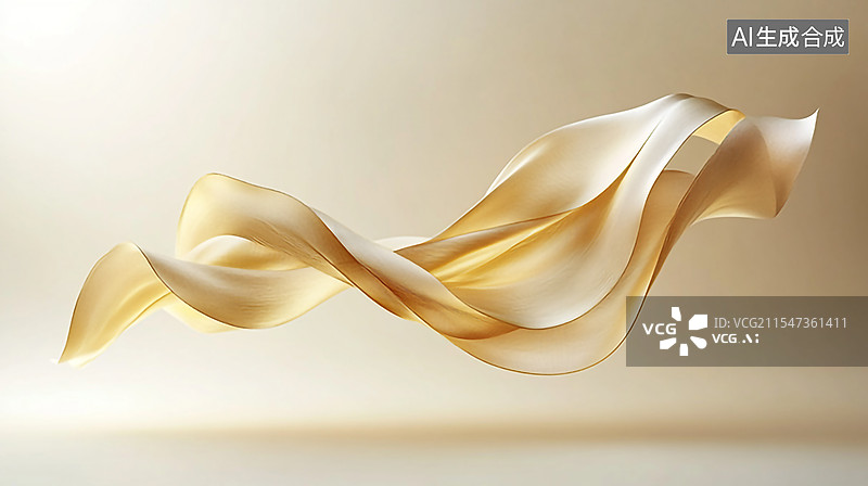 【AI数字艺术】金色质感的波浪丝绸图片素材