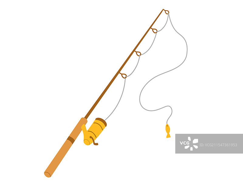 钓鱼竿图标，扁平色彩图片素材