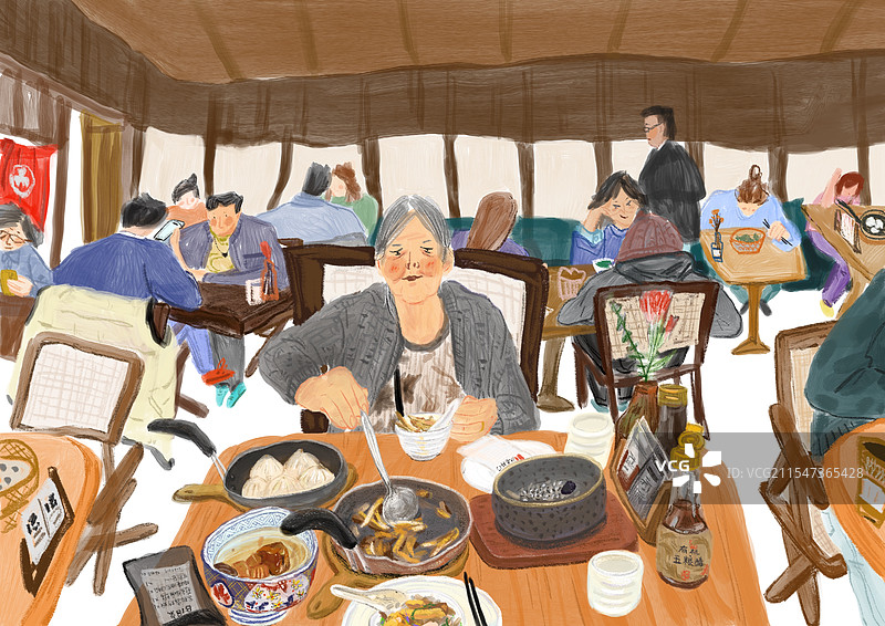 和外婆用餐图片素材