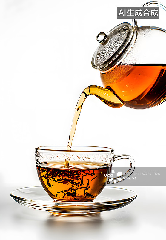 【AI数字艺术】一只手拿着透明茶壶在倒茶图片素材