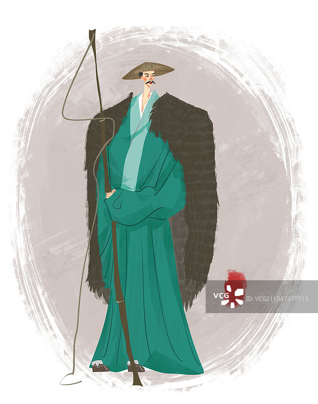 历史名人李珣插画图片素材