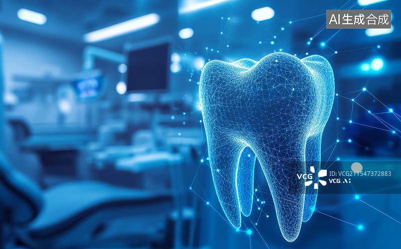 【AI数字艺术】医疗室内的数字化牙齿模型图片素材