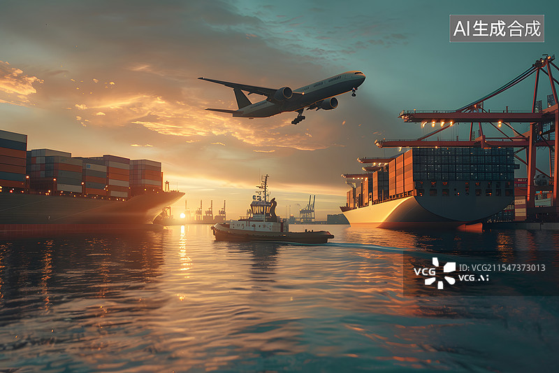 【AI数字艺术】货运运输进出口码头图片素材