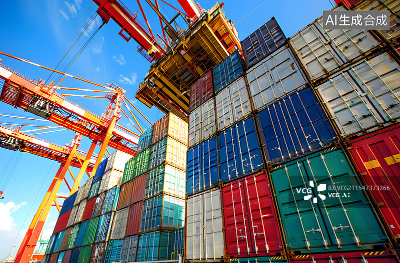 【AI数字艺术】货运运输进出口码头图片素材