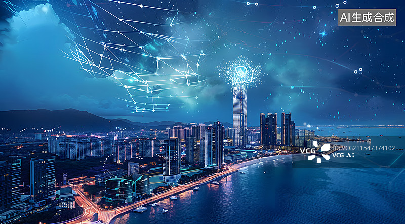 【AI数字艺术】智慧城市万物互联概念图图片素材