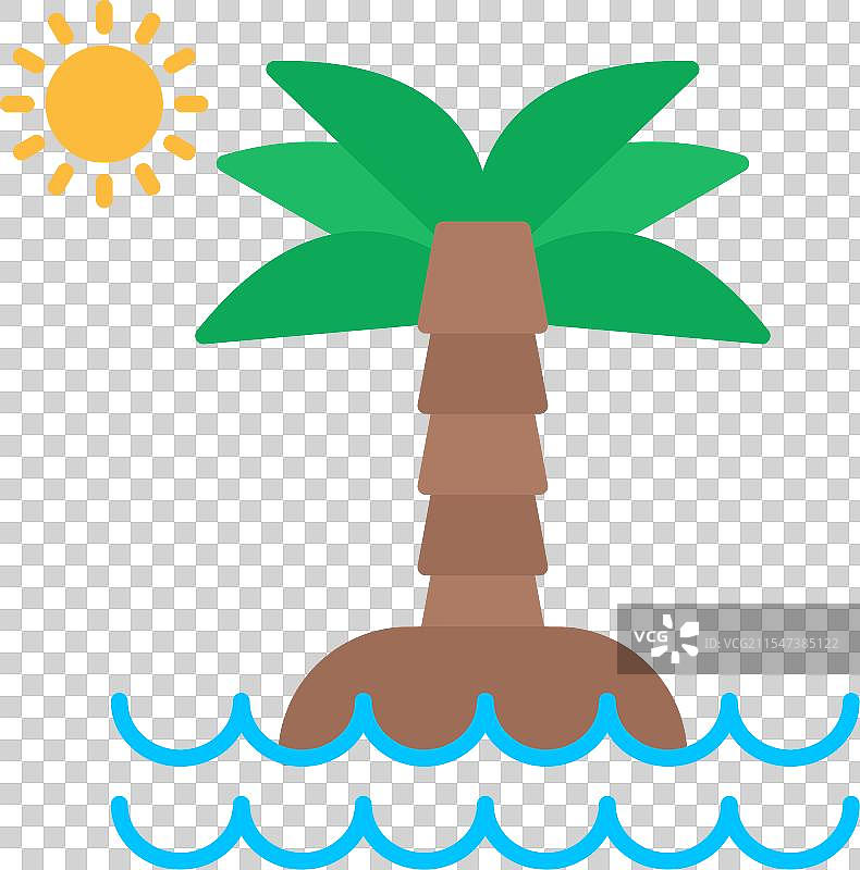 沙滩岛屿扁平图标设计图片素材