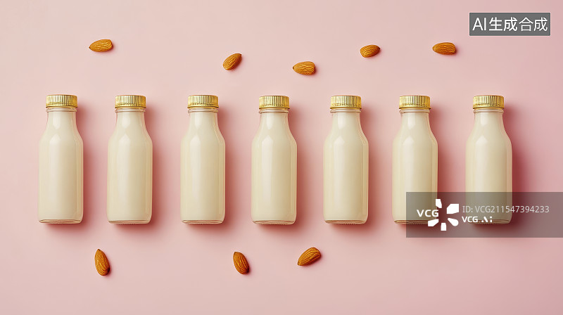 【AI数字艺术】白色牛奶玻璃瓶图片素材
