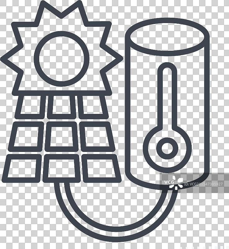 与太阳能电池板相关的太阳能热水器图标图片素材