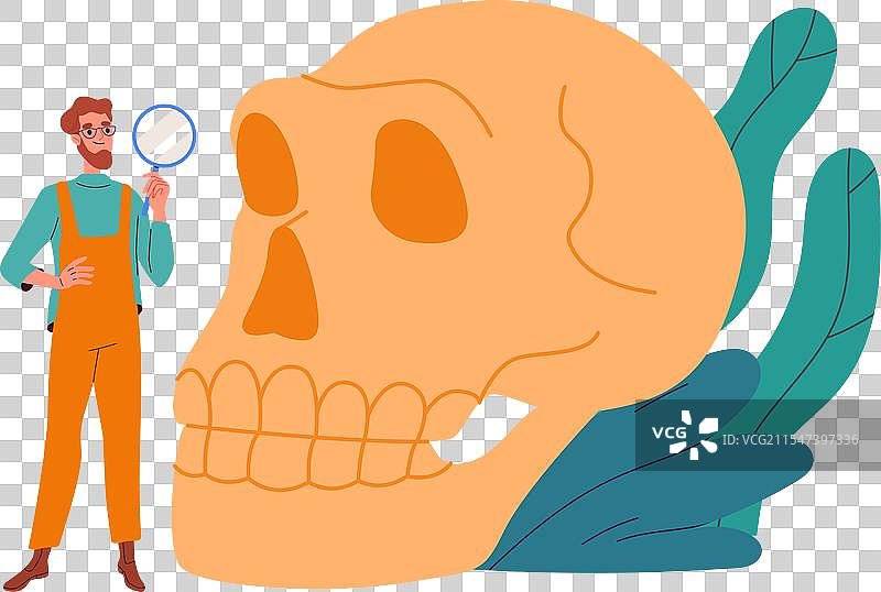 考古学家与头骨图片素材