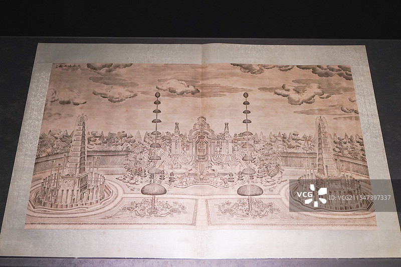 故宫博物院藏清乾隆纸本铜版画圆明园西洋楼·大水法正面图图片素材