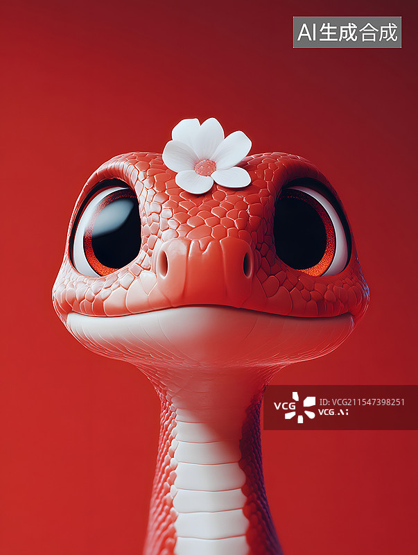 【AI数字艺术】蛇 吉祥 小花图片素材