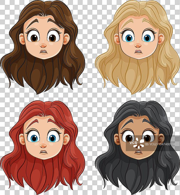 四位拥有独特发型的女性图片素材