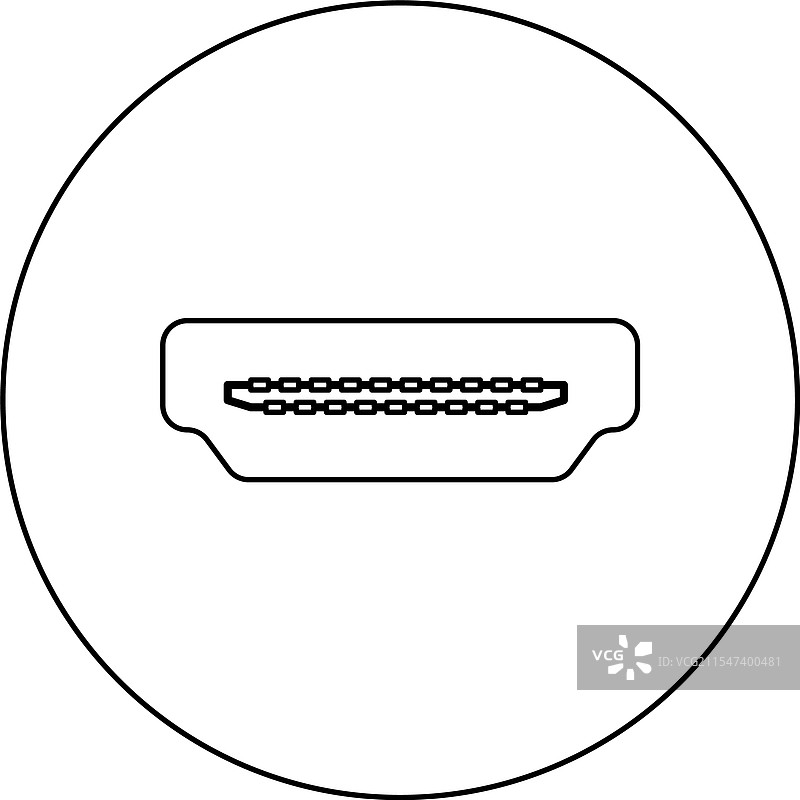 黑色圆形中的HDMI端口插座图标图片素材
