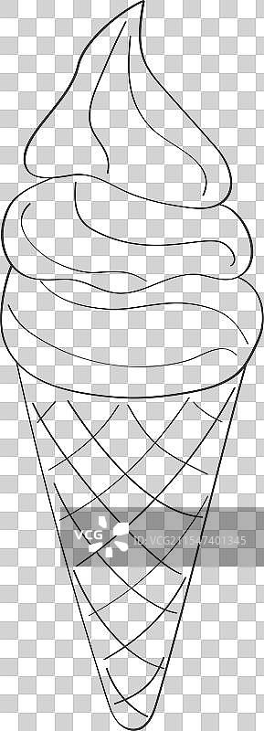 白色背景上的冰淇淋蛋筒涂鸦图片素材