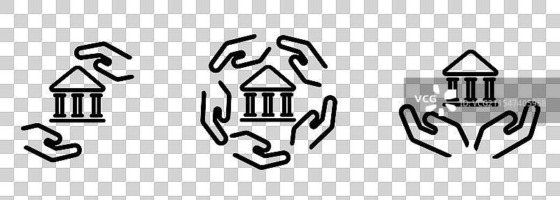 手握政府大楼、法院和博物馆的照顾图片素材