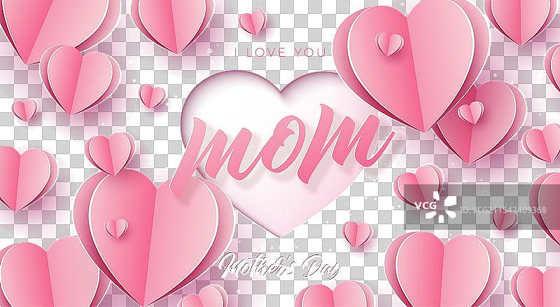 母亲节快乐的横幅或明信片与纸张图片素材