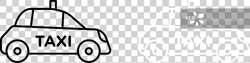 出租车图标集，黑色出租车服务符号图片素材