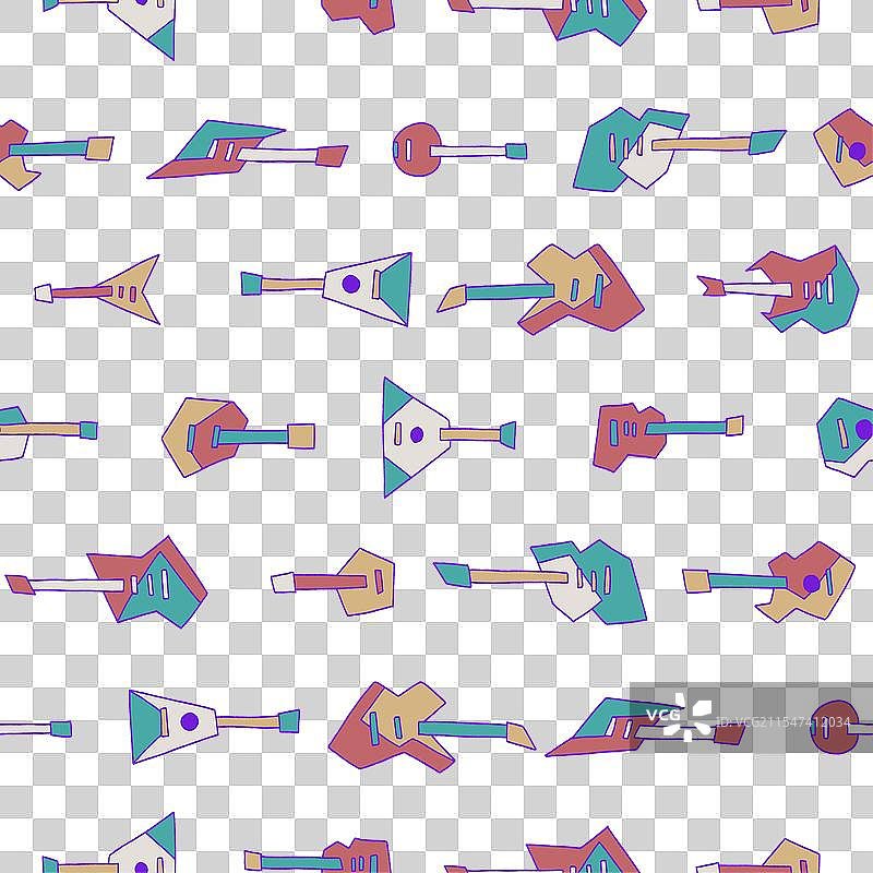 水平吉他图案的无缝集合图片素材